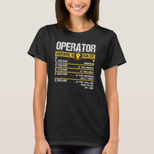 Camiseta Mens Operador de Taxa Horária Mão de Obra Mecânica