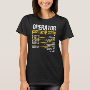 Camiseta Mens Operador de Taxa Horária Mão de Obra Mecânica