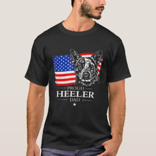 Camiseta Mens Orgulhoso Cattle Dog Heeler Pai Bandeira Amer