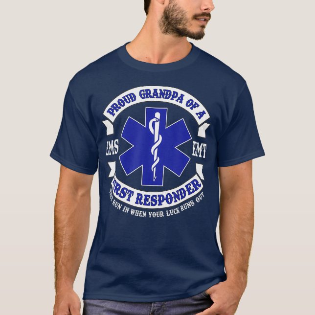 Camiseta Mens Orgulhosos Avô Primeiro Respondente EMS EMT G (Frente)