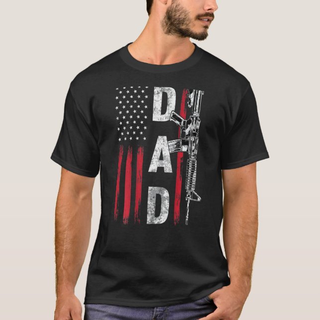 Camiseta Mens Orgulhosos Direitos de Arma do Pai Ar 15 Amer (Frente)