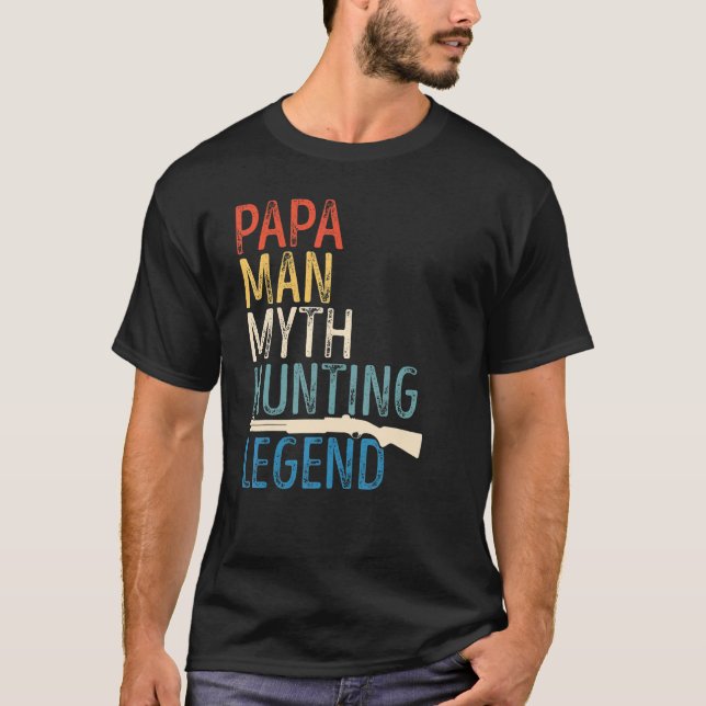 Camiseta Mens Orgulhosos Papa Pai A Lenda De Caça Retro Vin (Frente)