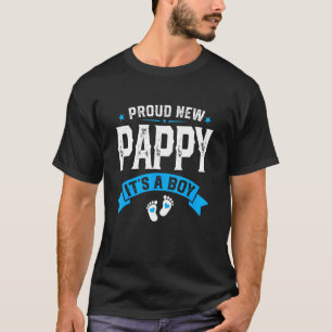 Camiseta Mens Orgulhosos Pappy Novo É Um Menino Sexo Revela