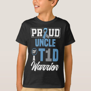 Camiseta Mens Orgulhosos Tio Do Guerreiro T1d Diabetes Awar