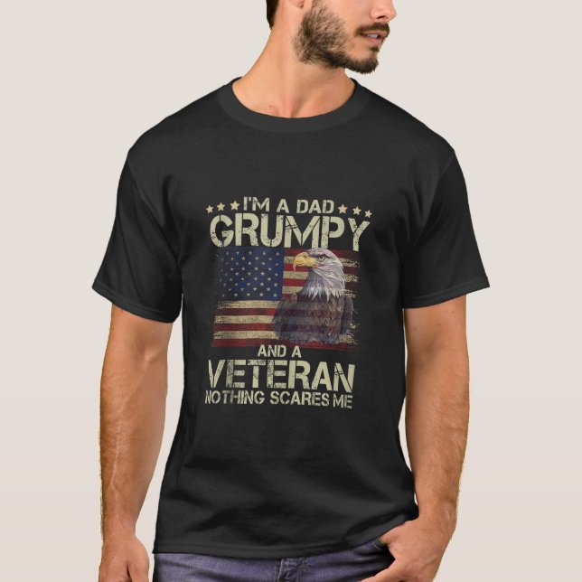 Camiseta Mens Orud Eagl Eu sou Pai Grumpy e Veterana Améric (Frente)
