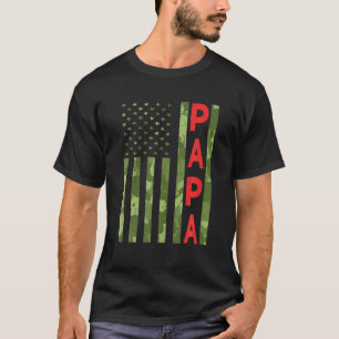 Camiseta Mens Orud Papa Funny Dia de os pais Camouflage Ame