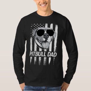 Camiseta Mens Orud Pitbull Pai Americano Bandeira Funny Dog