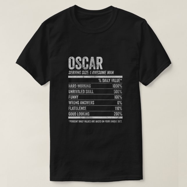 Camiseta Mens Oscar Nutrição Nome Personalizado Shirt Engra (Frente do Design)