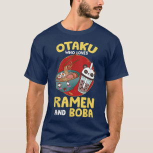 Camiseta Mens Otaku que ama Ramen e Boba - Kawaii Bubbl