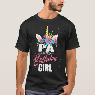 Camiseta Mens Pa Da Família Birthday Girl Unicorn Girls