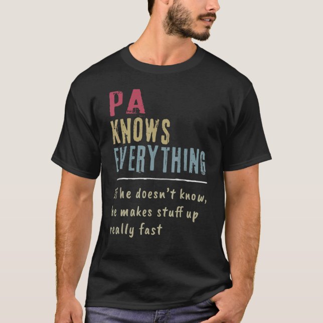 Camiseta Mens Pa Know Everything  Grandpa (Frente)