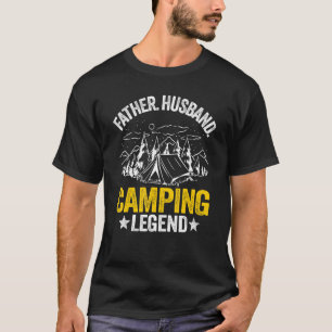 Camiseta Mens Padre Husband Acampando Legenda Ao Ar Exterio