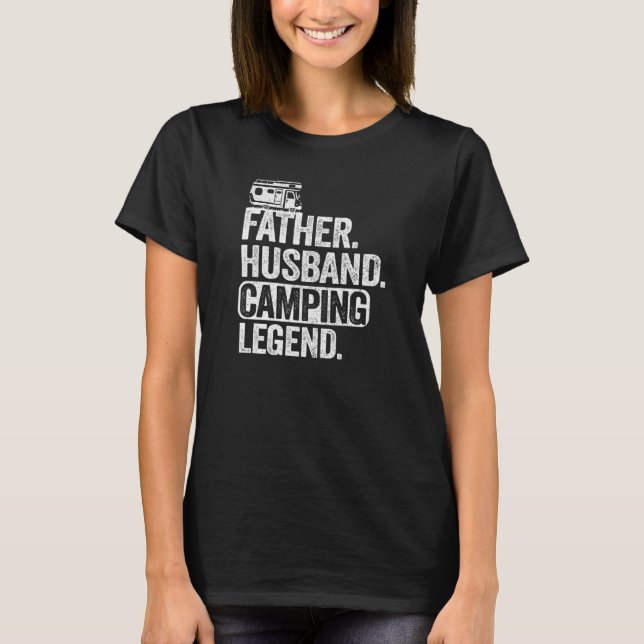 Camiseta Mens Padre Husband Acampando Legenda Oudoor Pai Ha (Frente)