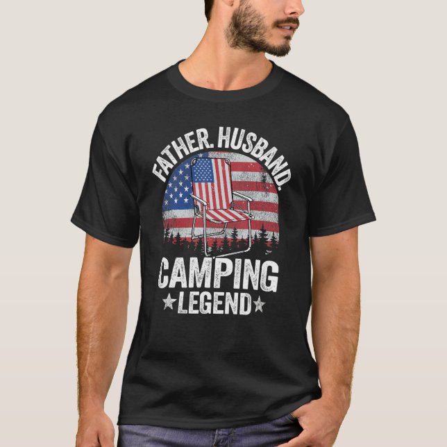 Camiseta Mens Padre Husband Campanha Legenda American Flag  (Frente)