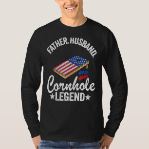 Camiseta Mens Padre Husband Cornhole Legend Corn Hole US F