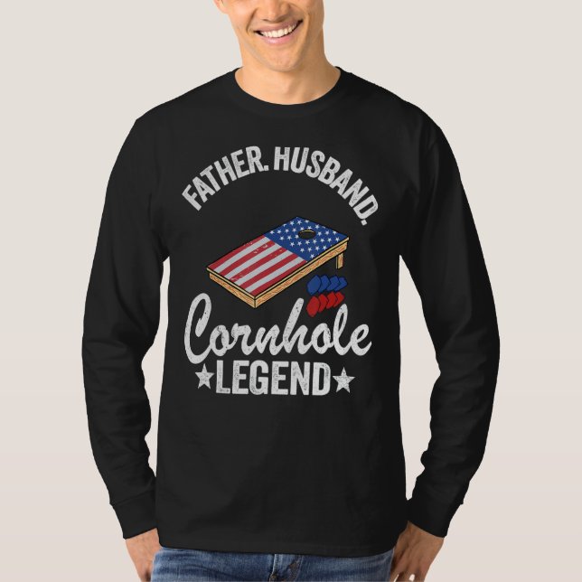 Camiseta Mens Padre Husband Cornhole Legend Corn Hole US F (Frente)