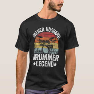 Camiseta Mens Padre Husband Drummer Legend Drums Vintage D
