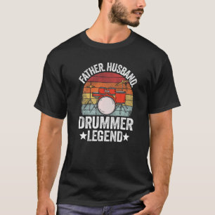 Camiseta Mens Padre Husband Drummer Legend Drums Vintage D