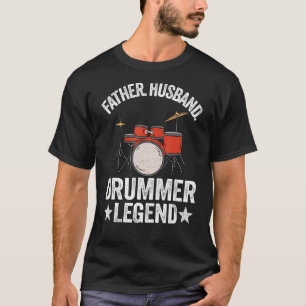 Camiseta Mens Padre Husband Drummer Legend Drums Vintage D