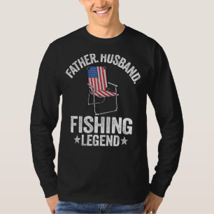 Camiseta Mens Padre Husband Legenda de pesca Bandeira Ameri