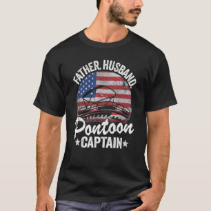 Camiseta Mens Padre Husband Pontoon Capitão Pai Americano F