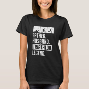 Camiseta Mens Padre Husband Triathlon Legend Run Natação Bi