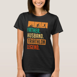 Camiseta Mens Padre Husband Triathlon Legend Run Natação Bi