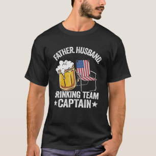 Camiseta Mens Padre Husband USA Equipe Bebendo Capitão Beer