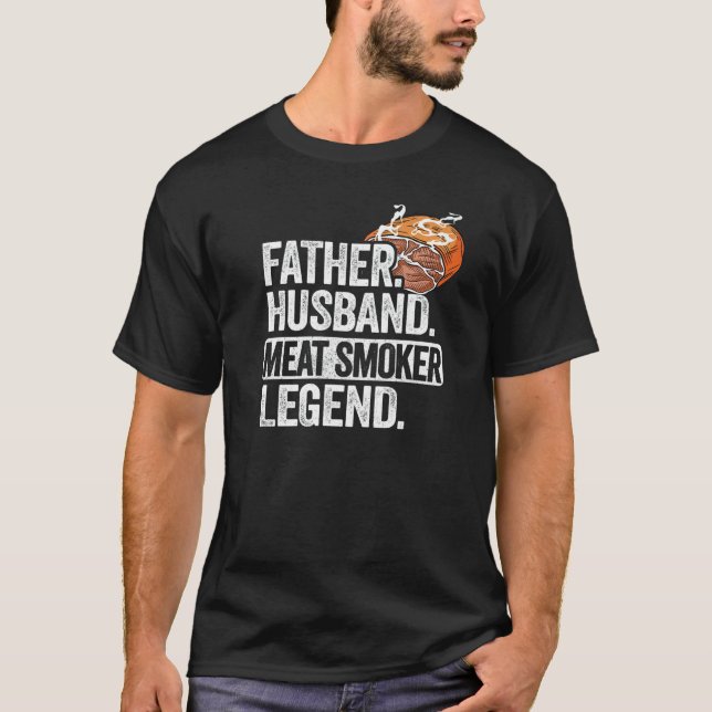 Camiseta Mens Padre Marido Carne Fumante Legenda Pai (Frente)