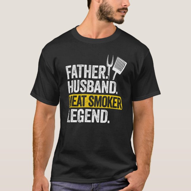 Camiseta Mens Padre Marido Carne Legenda Fumante Grieling D (Frente)