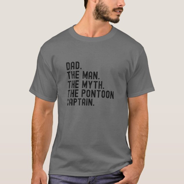 Camiseta Mens Pai Man Myth Pontoon Capitão Barco Pontooning (Frente)
