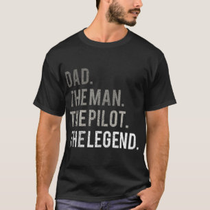 Camiseta Mens Pai O Homem Piloto A Lenda Padre Aviat