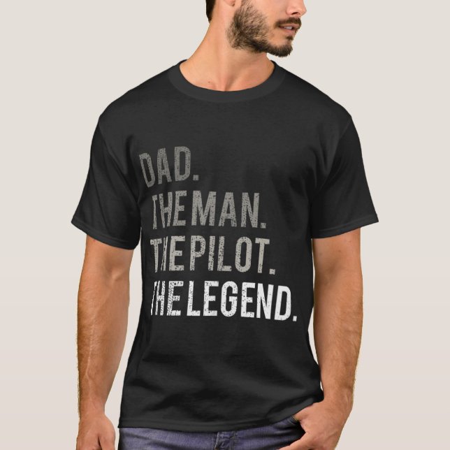 Camiseta Mens Pai O Homem Piloto A Lenda Padre Aviat (Frente)