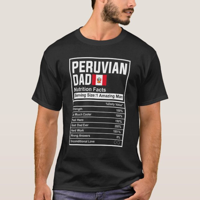 Camiseta Mens Pai Peruano Fatos Nutrição Dia de os pais Nat (Frente)