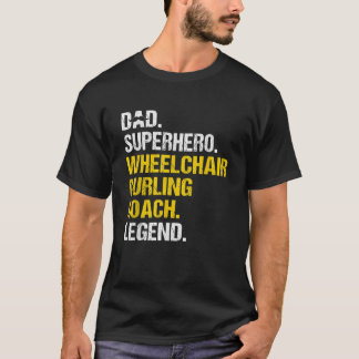 Camiseta Mens Pai Super Herói Cadeira de Rodas Curvando Tre