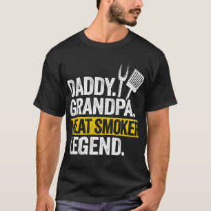 Camiseta Mens Pai Vovô Carne Fumante Legenda Fumante Grilld