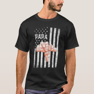 Camiseta Mens Papa American Flag 2 Crianças Dia de os pais 