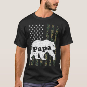 Camiseta Mens Papa Bear Camouflage EUA Bandeira Americana