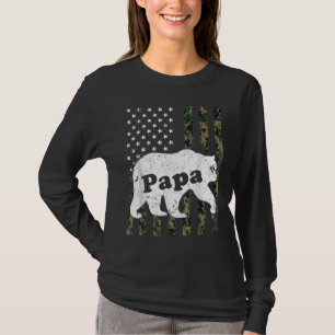 Camiseta Mens Papa Bear Camouflage EUA Bandeira Americana