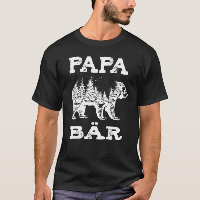 Camiseta Mens Papa Bear Forest Design (Frente)