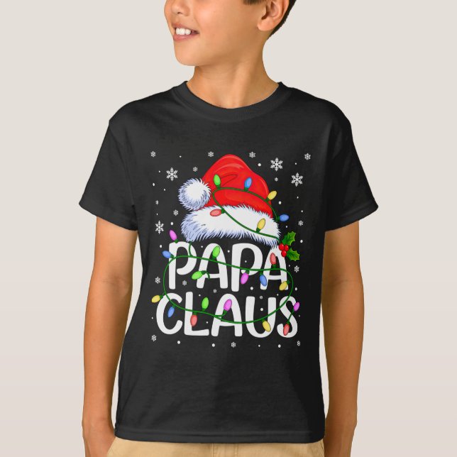 Camiseta Mens Papa Claus Christmas Lights Long Sleeve  (Frente)