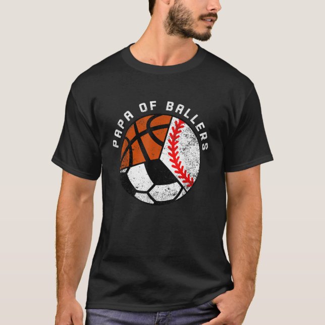 Camiseta Mens Papá De Balas Engraçado Baseball Soccer Baske (Frente)