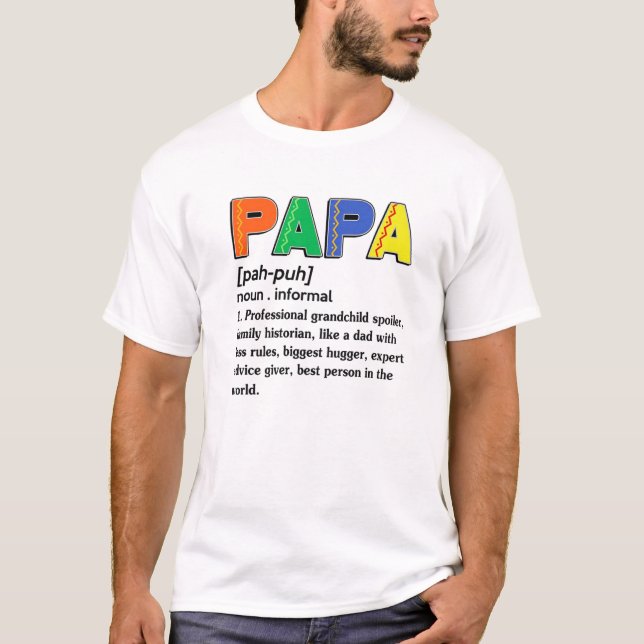 Camiseta Mens Papa Definição Novo Dia de os pais Nutriciona (Frente)