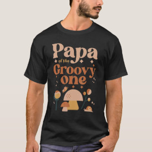 Camiseta Mens Papa do primeiro aniversario do Groovy One Bo