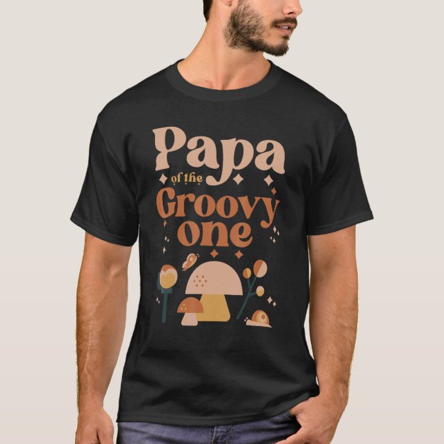Camiseta Mens Papa do primeiro aniversario do Groovy One Bo (Frente)