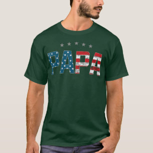 Camiseta Mens Papa Pai EUA Bandeira Americana Avô do Pai