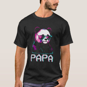 Camiseta Mens Papa Panda Urso Retro Engraçado Dia do Pai
