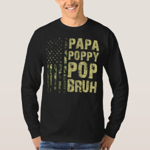 Camiseta Mens Papa Poppy Pop Bruh Veteran U Flag Camoufla