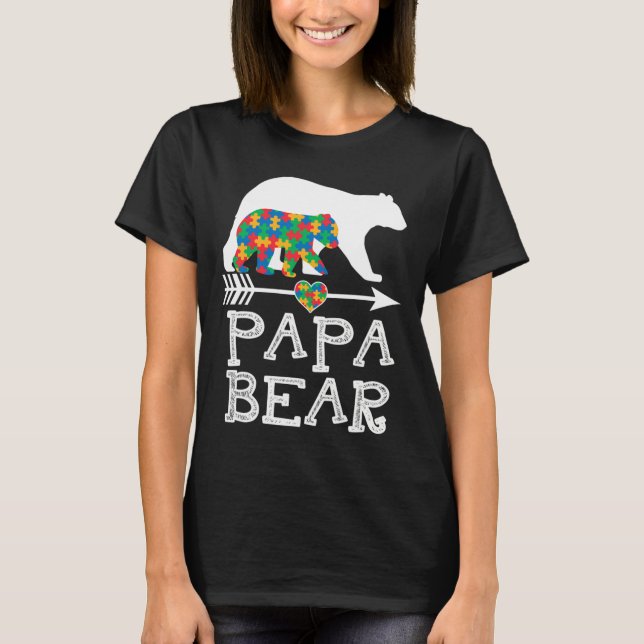 Camiseta Mens Papa Urso Autismo Homens Pai Autismo Autismo  (Frente)