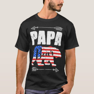 Camiseta Mens Papa Urso Bandeira Americana 4 de julho